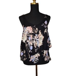 2/30 Free People Floral Black Sleeveless Top